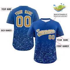 Royal Old Gold Gradient Sparkle-Effect Baseball Jersey 2