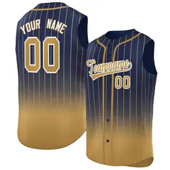 Royal Old Gold Gradient Stripe Sleeveless Baseball Jersey