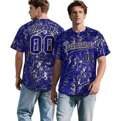 Royal Old Gold Shiny Gold Cracked Texture Baseball Jersey