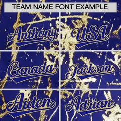 Royal Old Gold Shiny Gold Cracked Texture Baseball Jersey 4