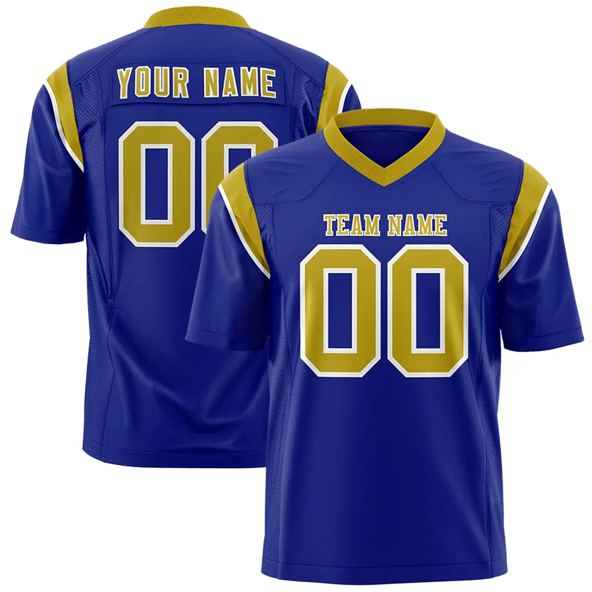 Royal Old Gold Shoulder Cut Two-Tone Flag Football Jersey