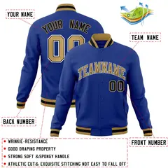 Royal Old Gold-White Varsity Full-Snap Letterman Jacket 4