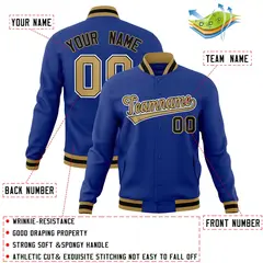Royal Old Gold-White Varsity Full-Snap Letterman Jacket 4