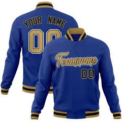 Royal Old Gold-White Varsity Full-Snap Letterman Jacket 1