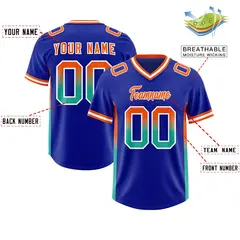 Royal Orange and Bright Green Gradient Sides Football Jersey 2