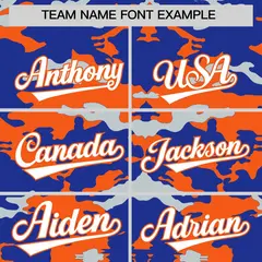 Royal Orange and Silver Camo Sleeveless Baseball Jersey 3