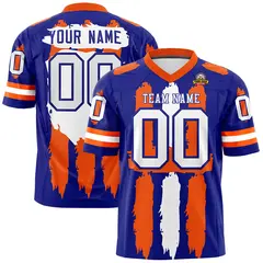 Royal Orange and White Graffiti Flag Football Jersey