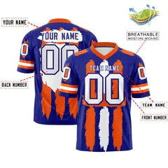 Royal Orange and White Graffiti Flag Football Jersey 2