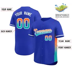 Royal Orange-Aqua Gradient Side Baseball Jersey 2