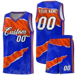 Royal Orange-Black Tear Graffiti Sports Basketball Jersey 1
