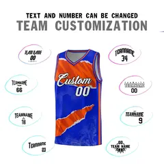 Royal Orange-Black Tear Graffiti Sports Basketball Jersey 4