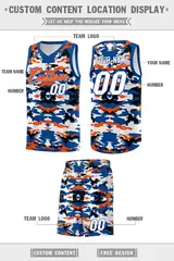 Royal Orange-Black-White Camo Basketball Jersey 5