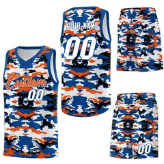 Royal Orange-Black-White Camo Basketball Jersey 6