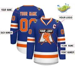 Royal Orange Black-White Classic Hockey Jersey 2