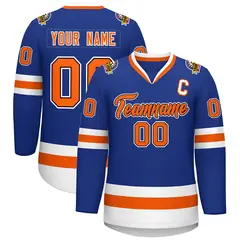 Royal Orange Black-White Classic Hockey Jersey 1