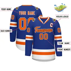 Royal Orange Black-White Classic Hockey Jersey 2