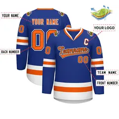 Royal Orange Black-White Classic Hockey Jersey 2