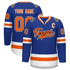 Royal Orange Black-White Classic Hockey Jersey