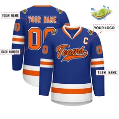 Royal Orange Black-White Classic Hockey Jersey 2