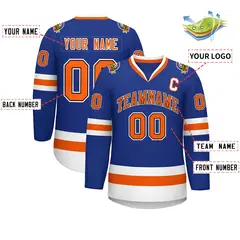Royal Orange Black-White Classic Hockey Jersey 2