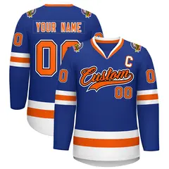 Royal Orange Black-White Classic Hockey Jersey