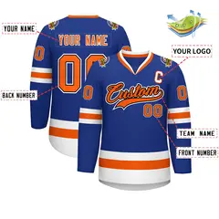 Royal Orange Black-White Classic Hockey Jersey 2