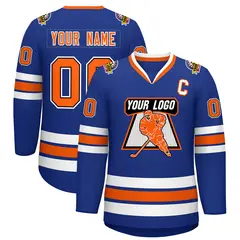 Royal Orange Black-White Classic Hockey Jersey 1