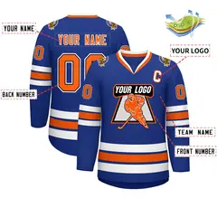 Royal Orange Black-White Classic Hockey Jersey 2