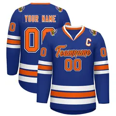 Royal Orange Black-White Classic Hockey Jersey