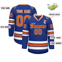Royal Orange Black-White Classic Hockey Jersey 2