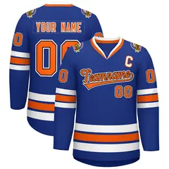 Royal Orange Black-White Classic Hockey Jersey 1