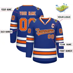Royal Orange Black-White Classic Hockey Jersey 2