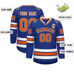 Royal Orange Black-White Classic Hockey Jersey 2