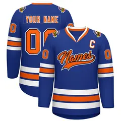 Royal Orange Black-White Classic Hockey Jersey 1