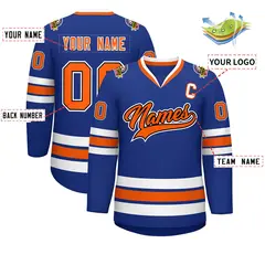 Royal Orange Black-White Classic Hockey Jersey 2