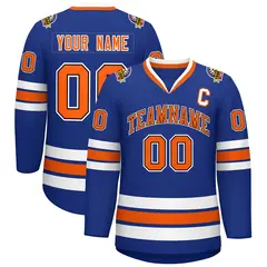 Royal Orange Black-White Classic Hockey Jersey 1