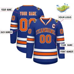 Royal Orange Black-White Classic Hockey Jersey 2