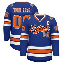 Royal Orange Black-White Classic Hockey Jersey 1