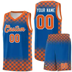 Royal Orange Classic Plaid Basketball Uniform Jersey