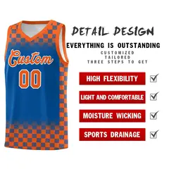 Royal Orange Classic Plaid Basketball Uniform Jersey 2