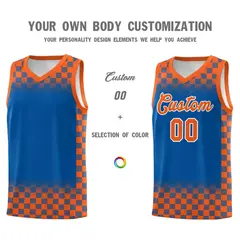 Royal Orange Classic Plaid Basketball Uniform Jersey 3