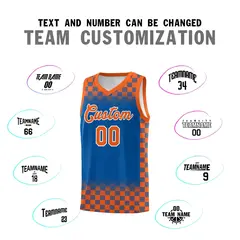 Royal Orange Classic Plaid Basketball Uniform Jersey 4