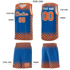 Royal Orange Classic Plaid Basketball Uniform Jersey 5