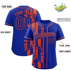 Royal Orange Coconut Tree Split Baseball Jersey 2