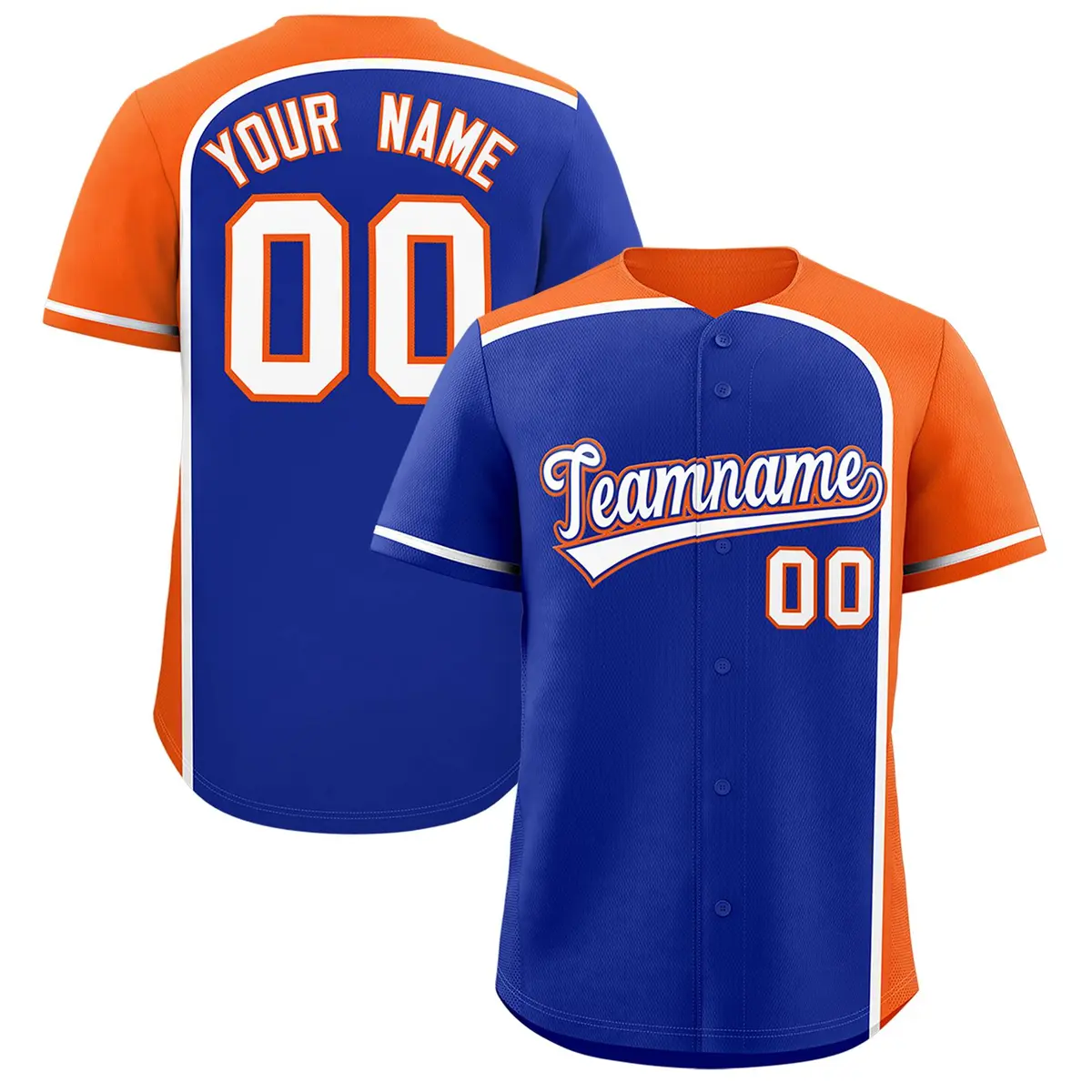Royal Orange Color Block Authentic Baseball Jersey
