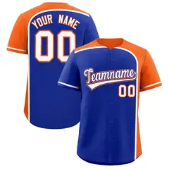 Royal Orange Color Block Authentic Baseball Jersey 1
