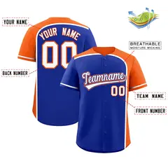 Royal Orange Color Block Authentic Baseball Jersey 2