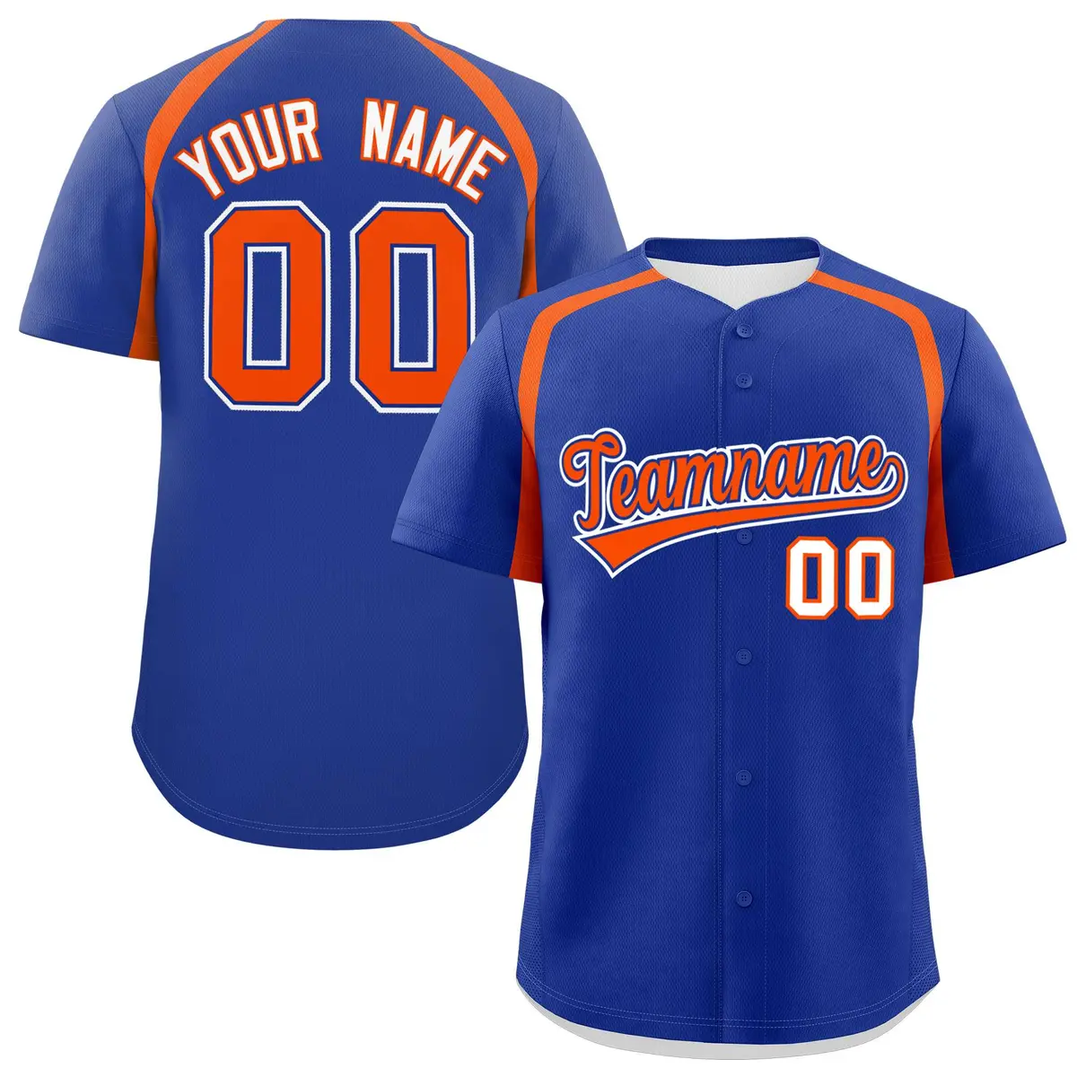 Royal Orange Color Block Authentic Baseball Jersey