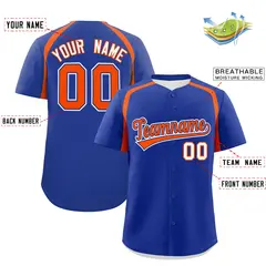 Royal Orange Color Block Authentic Baseball Jersey 2