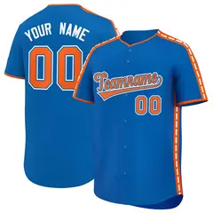 Royal Orange Color Block Side Dotted Line Baseball Jersey 1
